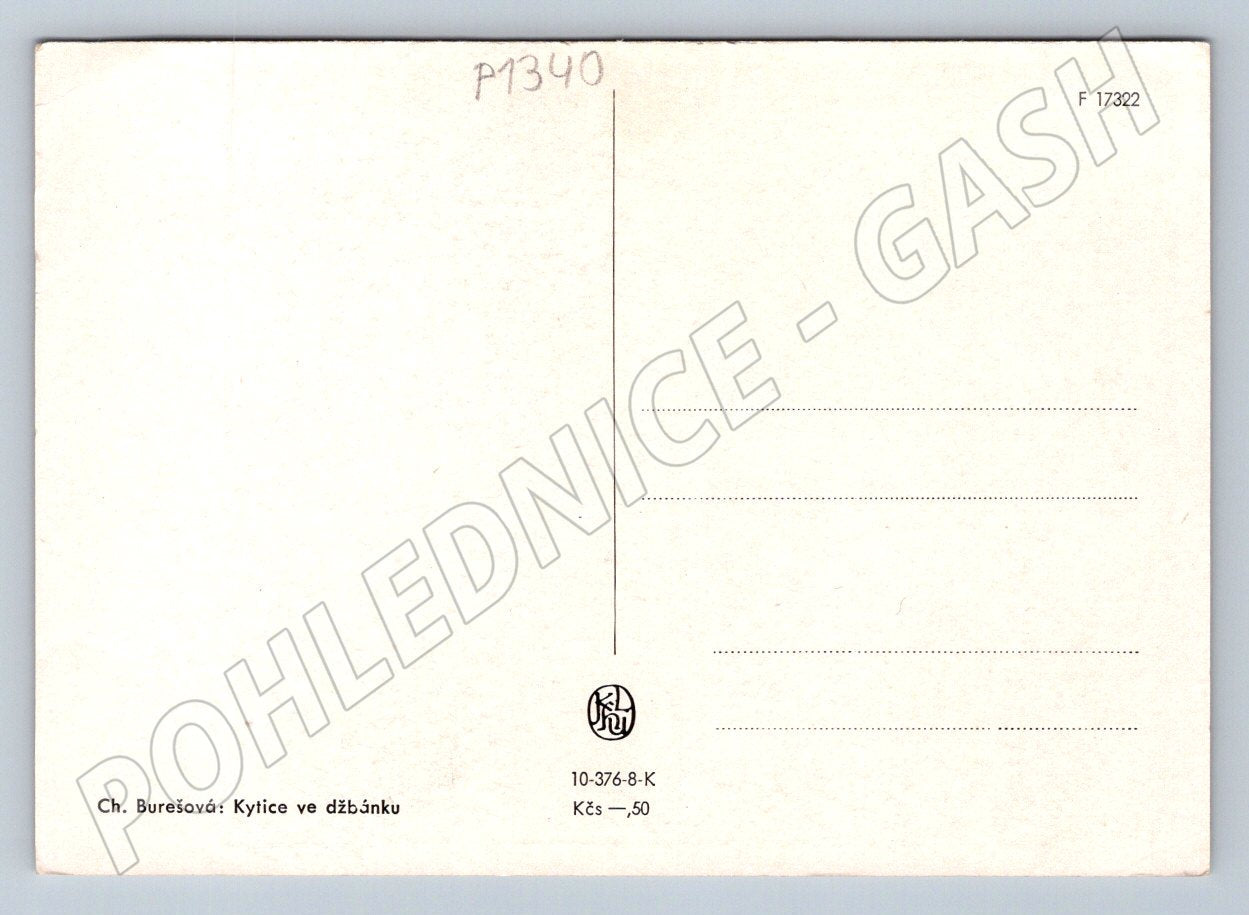 Pohlednice Ch Burešová Kytice ve džbánku malířství (P1340)