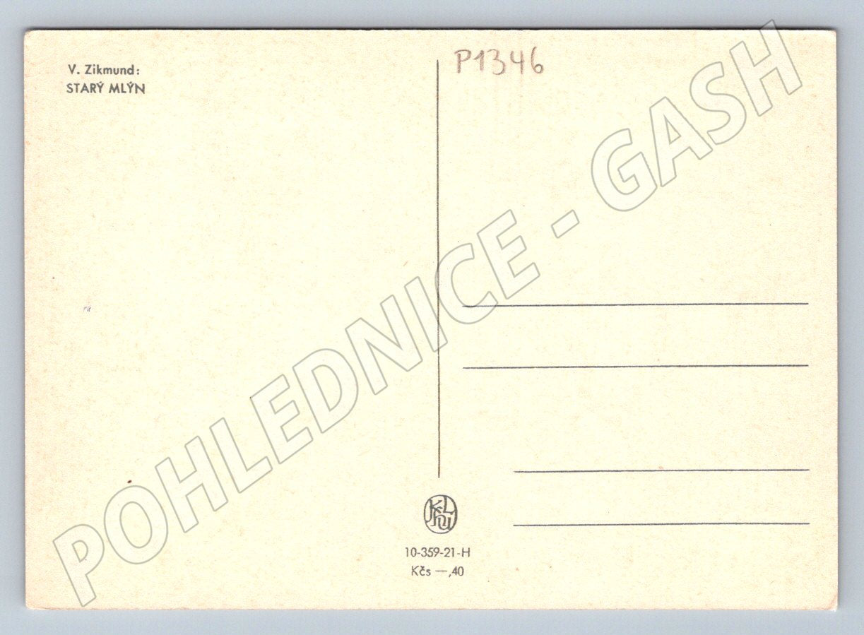 Pohlednice V Zikmund Starý mlýn malířství český venkov (P1346)