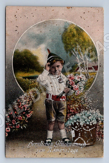 Pohlednice chlapec lidovy kroj svátek matek kolorovaná 1919 (P1352)