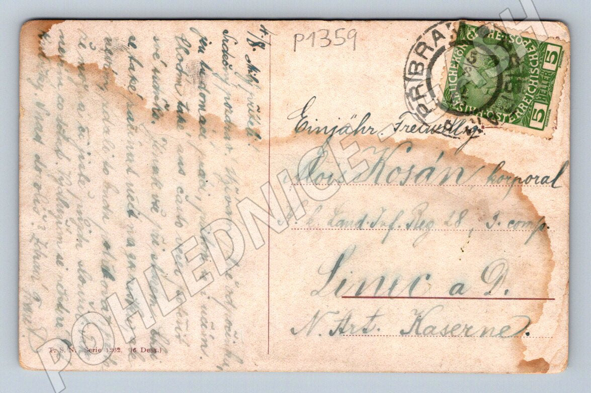 Pohlednice zahrada s květinami ČR zn Pribram 1909 (P1359)