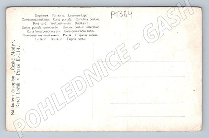 Pohlednice žena s ovečkami malba České Mody (P1364)