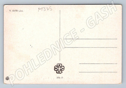 Pohlednice malířská hudební scéna Ať žije Václav V Oliva (P1375)