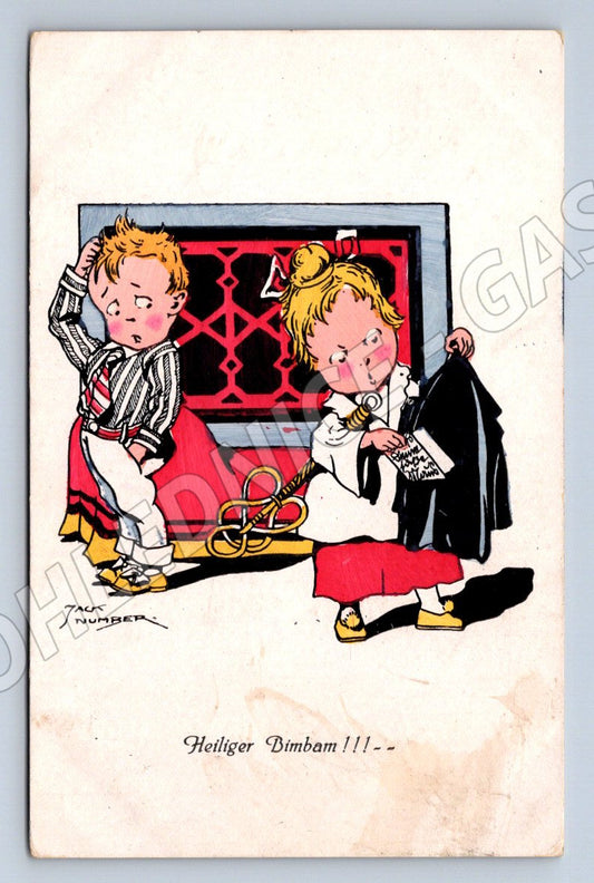 Pohlednice humorná malba Heilliger Bimbam 1920 (P1379)