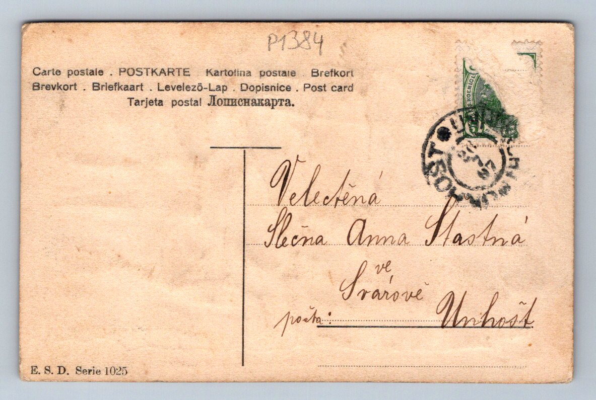 Pohlednice Srdečné přání Anince tlačená (P1384)