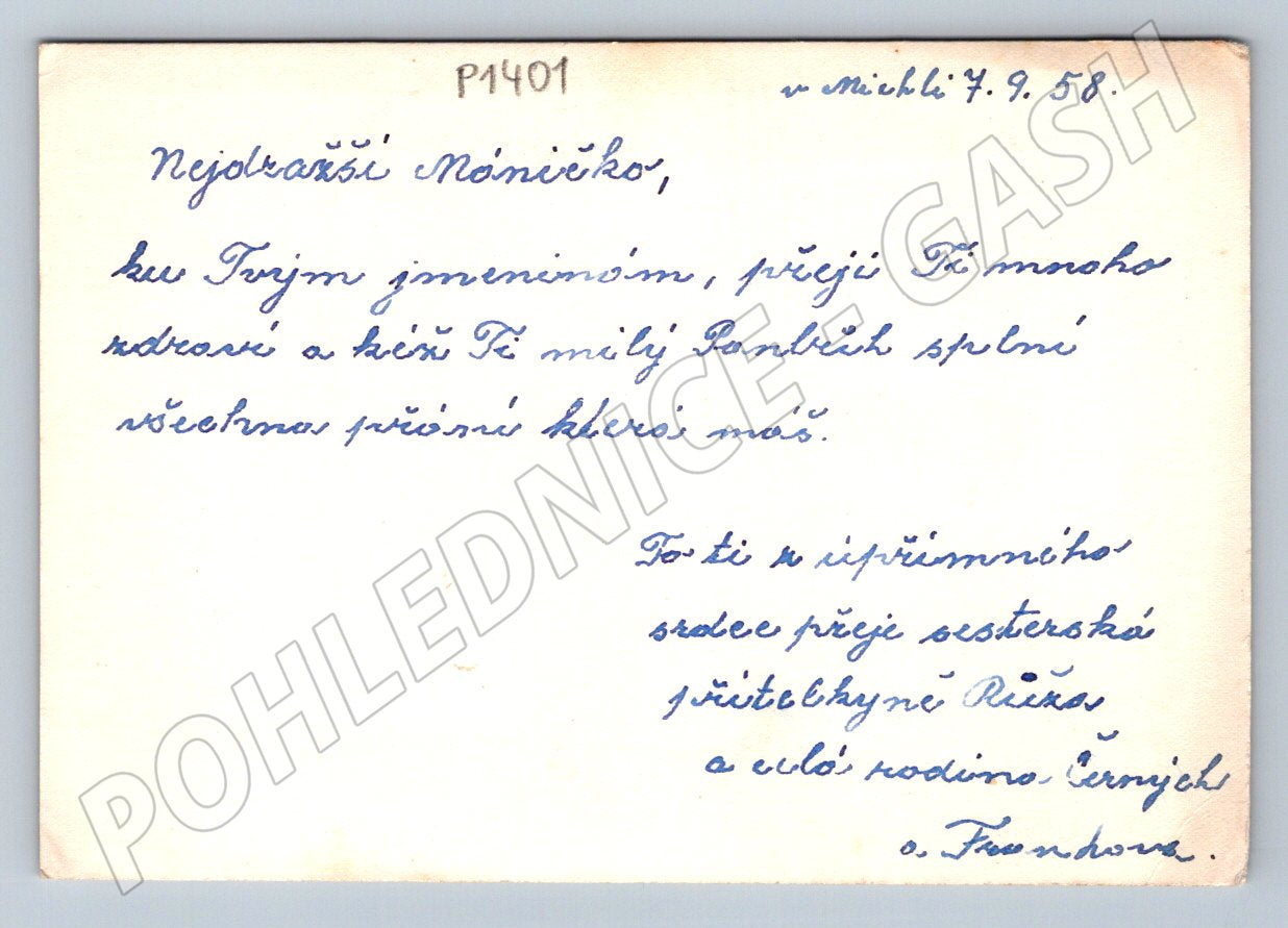 Pohlednice ČR ČB motiv květin psaná 1958 (P1401)