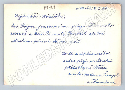 Pohlednice ČR ČB motiv květin psaná 1958 (P1401)