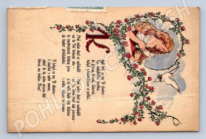 Pohlednice ČSR ilustrovaná dívka a holubice zn 1931 (P1407)