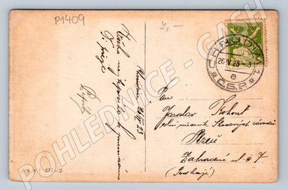Pohlednice malovaná dívka s puškou (P1409)