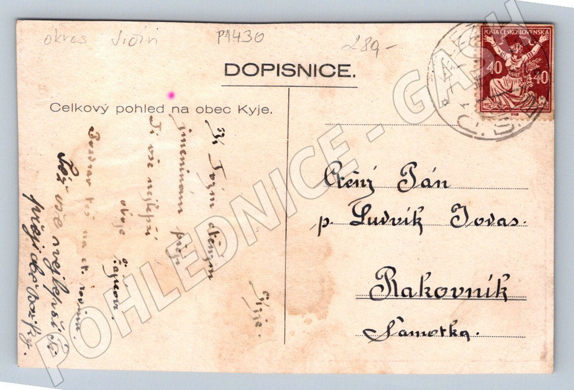 Pohlednice Kyje u Jičína celkový pohled železnice (P1430)