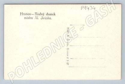 Pohlednice Hronov rodný domek mistra Al Jiráska etnografie (P1434)