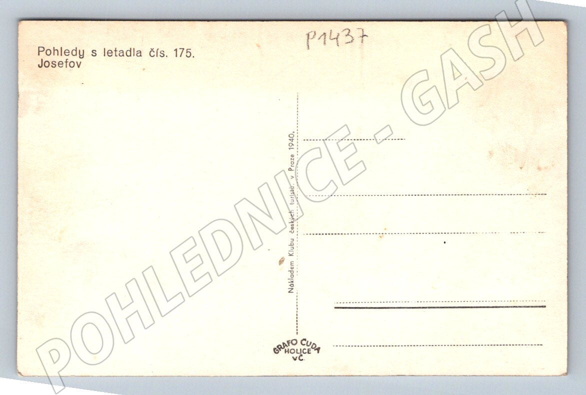 Pohlednice Josefov pevnost letecký pohled 1940 (P1437)