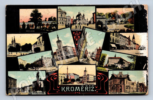 Pohlednice Kroměříž barevný kolážový motiv (P1438)
