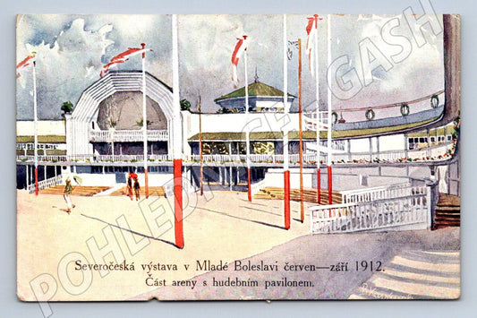 Pohlednice Mladá Boleslav  výstava hudební pavilon 1912 (P1445)