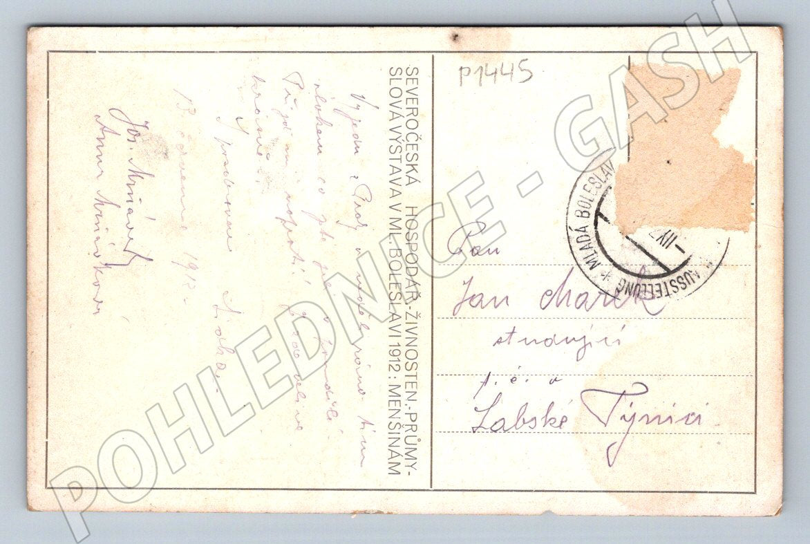 Pohlednice Mladá Boleslav  výstava hudební pavilon 1912 (P1445)