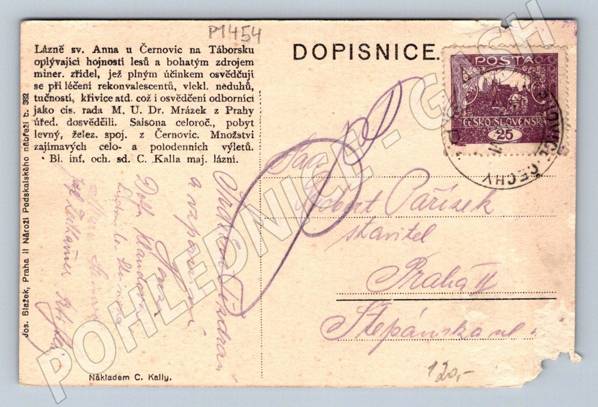 Pohlednice lázeňský hostinec sv Anna u Černovic (P1454)
