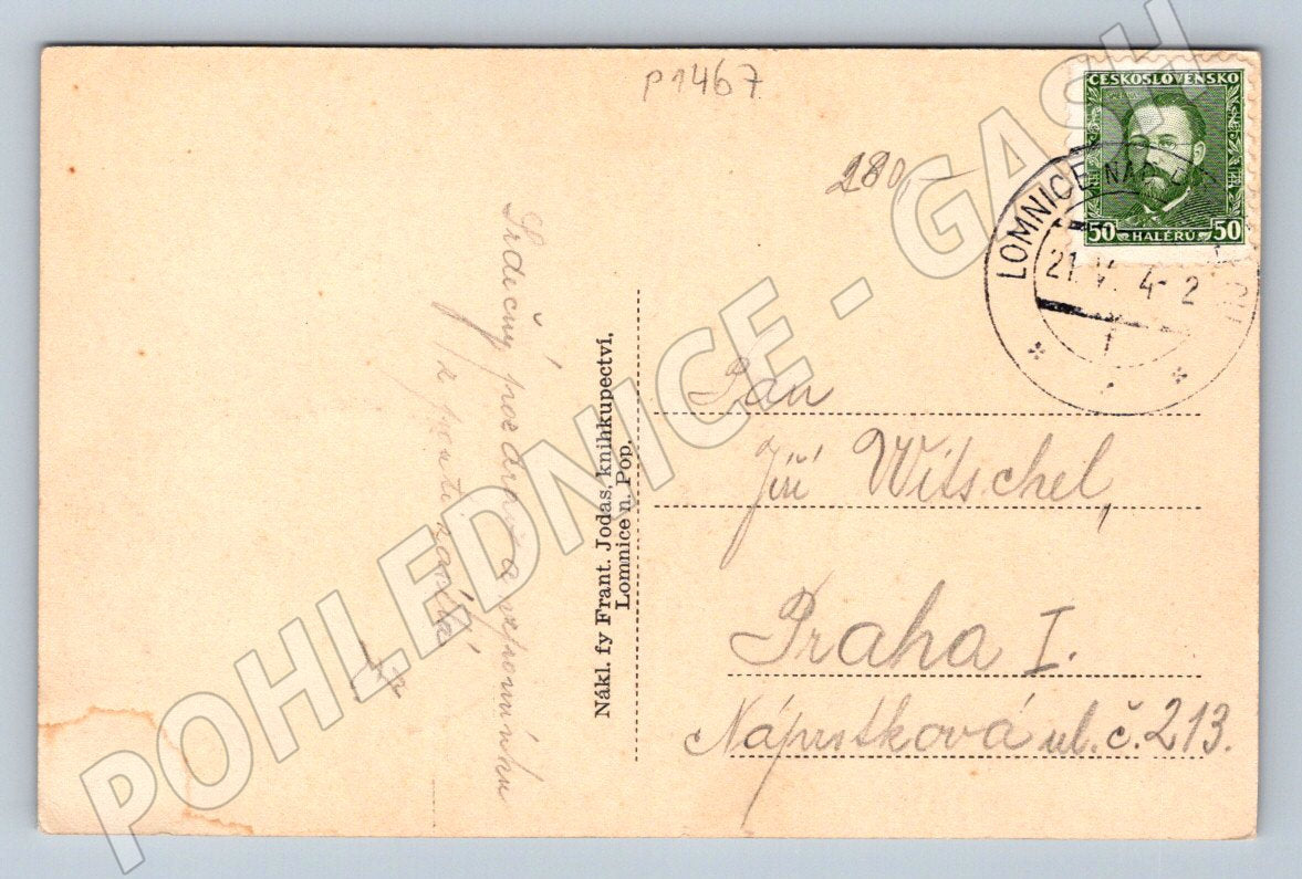 Pohlednice Tábor u Lomnice nad Popelkou vodárenská věž 1942 (P1467)