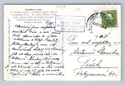 Pohlednice Orlické hory Kramářova chata Suchý vrch 1953 (P1469)