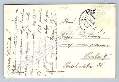 Pohlednice Poděbrady květinové hodiny 1938 (P1485)