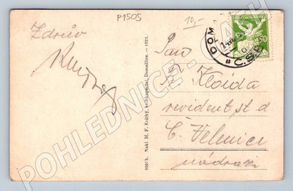 Pohlednice Hrádek Kožinův pomník 1922 lidové kroje (P1505)
