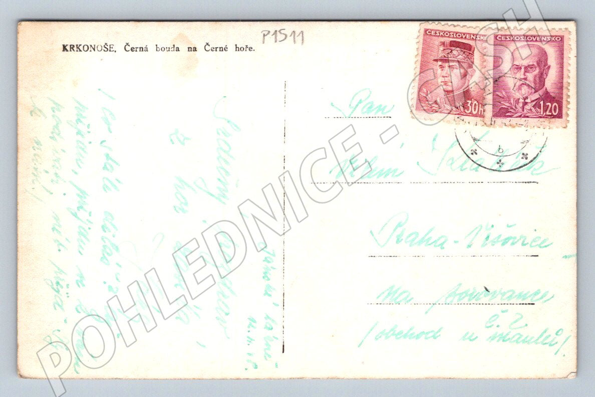 Pohlednice Krkonoše Černá bouda na Černé hoře zimní (P1511)