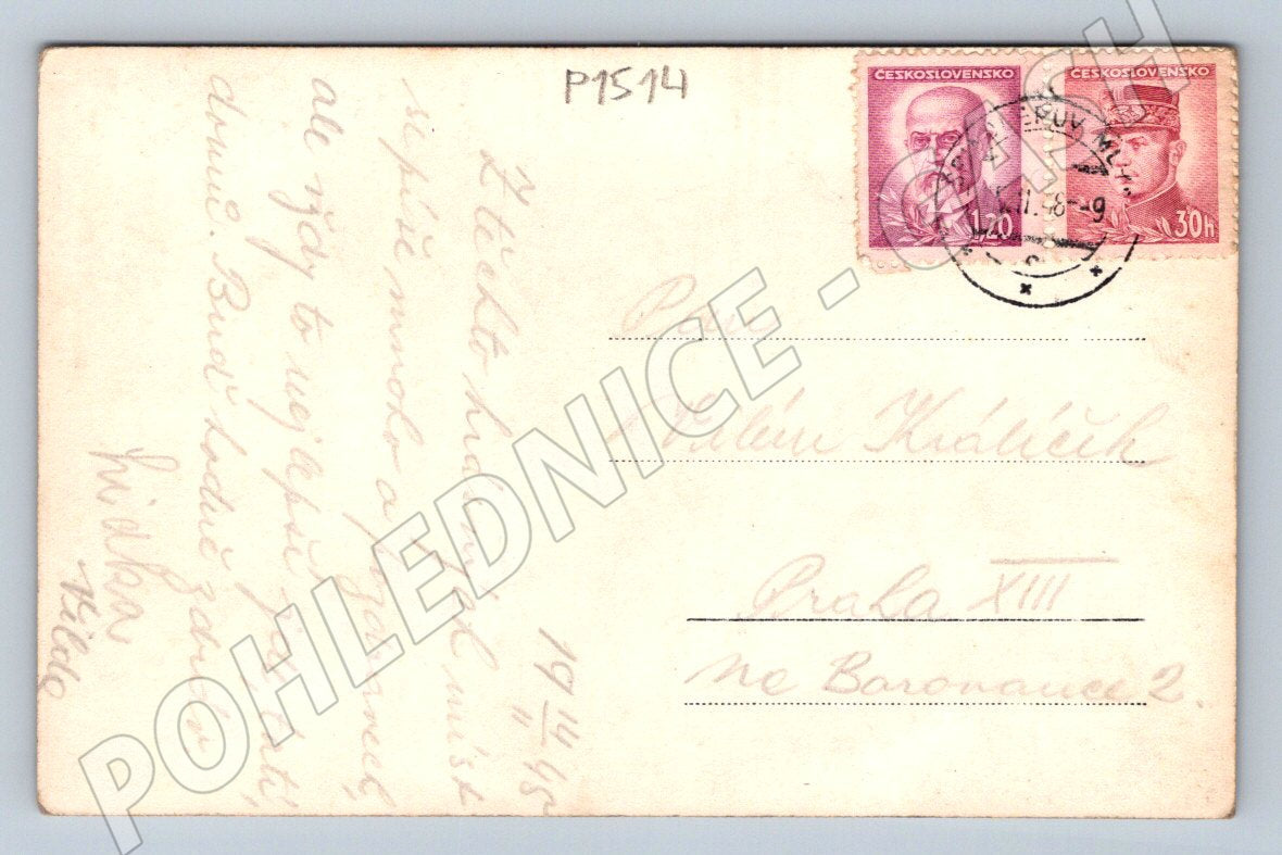 Pohlednice Špindlerův Mlýn pension Zdárk Bouh 1945 (P1514)