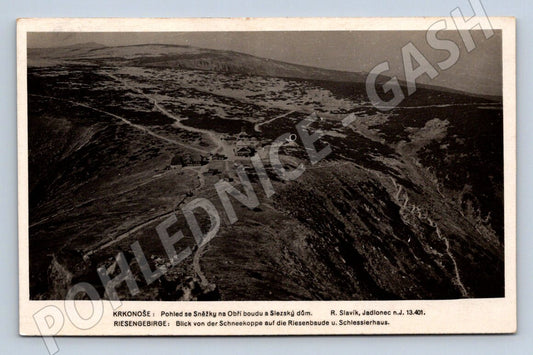 Pohlednice Krkonoše Sněžka Obří bouda Slezský dům 1917 (P1515)