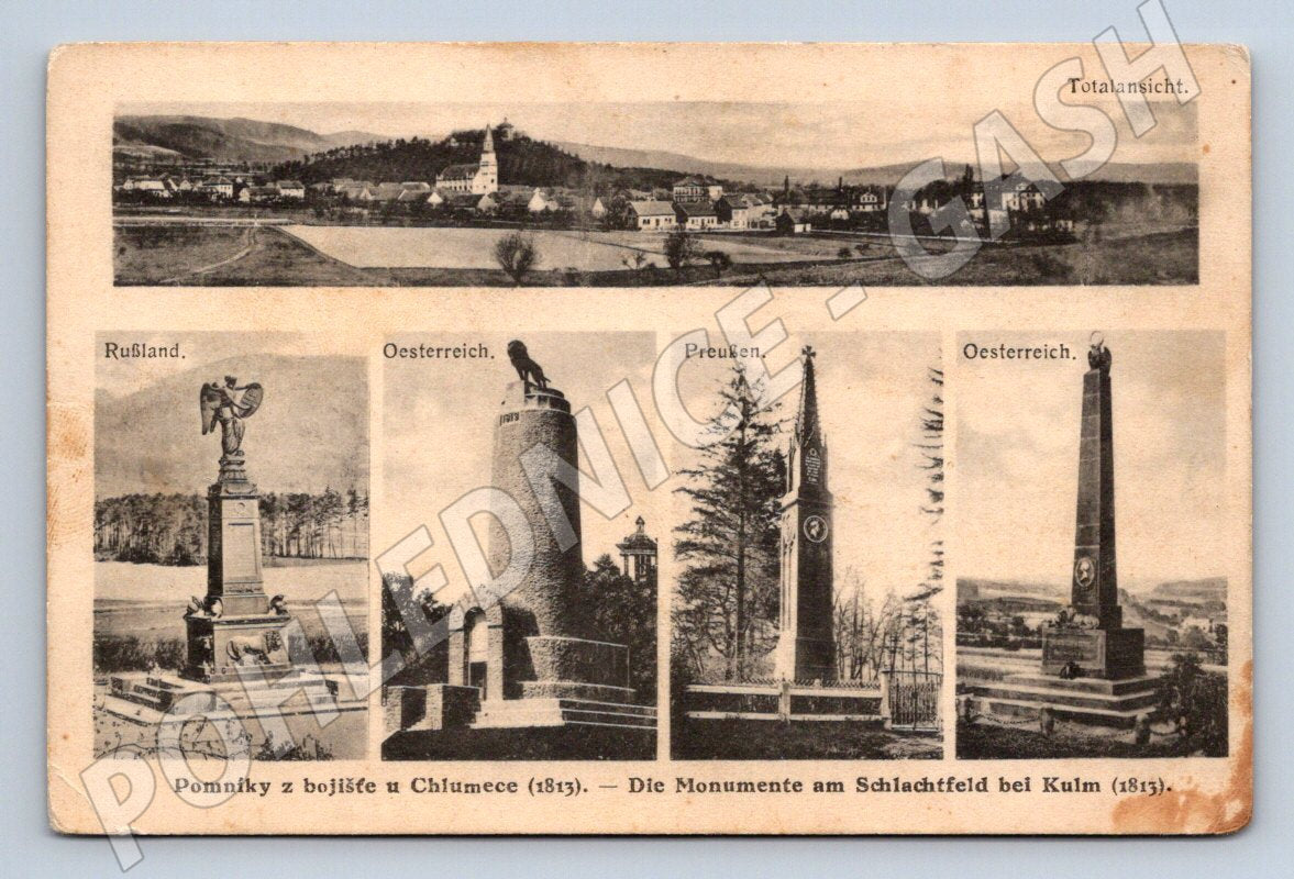 Pohlednice Chlumec 1813 památníky bojiště Kulm (P1521)