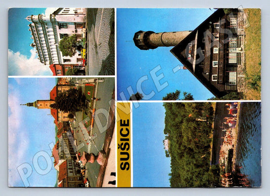 Pohlednice Sušice náměstí rozhledna Svatobor řeka Otava (P1543)