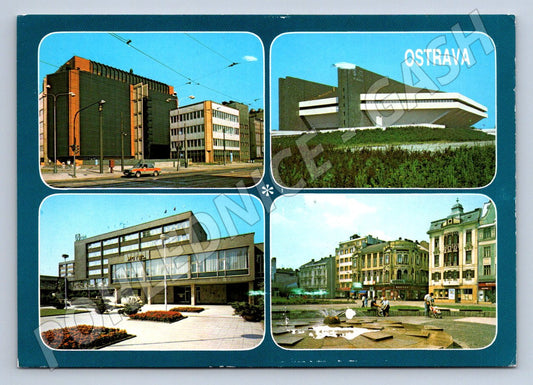Pohlednice Ostrava historické a moderní budovy 1991 (P1548)