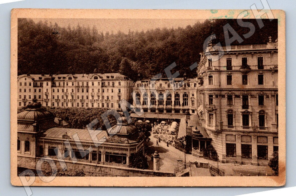 Pohlednice Karlovy Vary Parkhotel Pupp sepia 1935 (P1591)
