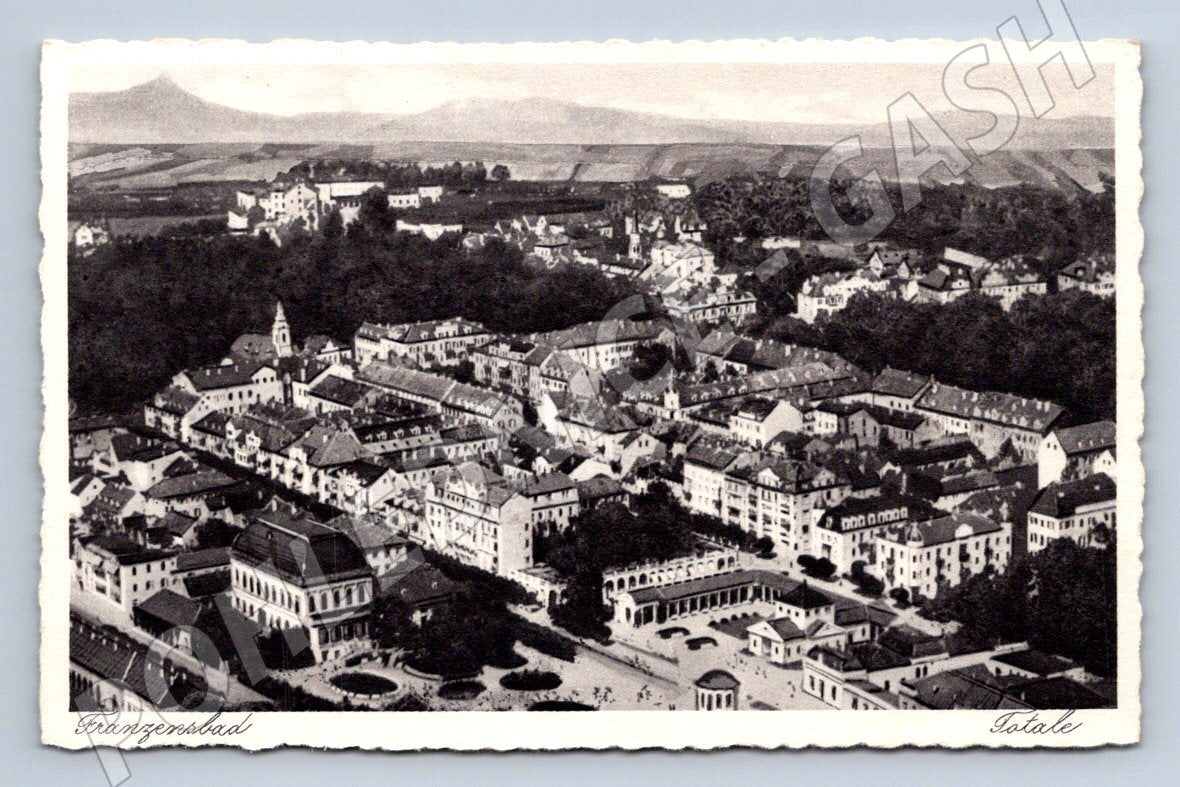 Pohlednice Franzensbad Františkovy Lázně letecký pohled (P1604)