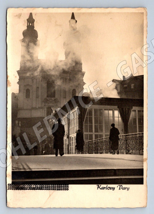 Pohlednice Karlovy Vary kolonáda ČB (P1621)