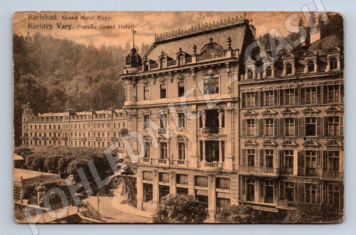 Pohlednice Karlovy Vary Grandhotel Pupp raz 1925 (P1624)