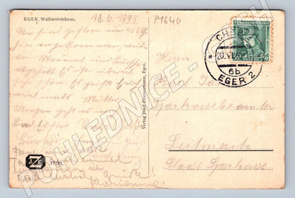 Pohlednice Cheb Eger Wallensteinův dům 1935 (P1640)