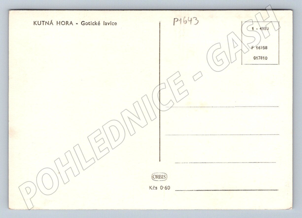 Pohlednice Kutná Hora gotické lavice Orbis (P1643)