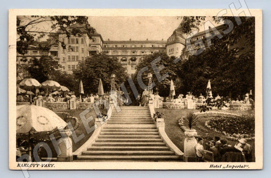 Pohlednice Karlovy Vary Hotel Imperial ČB 1927 (P1647)