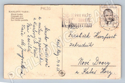 Pohlednice Karlovy Vary Stará louka 1950 (P1655)