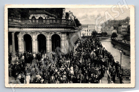 Pohlednice Karlovy Vary Mlýnská kolonáda 1937 (P1660)