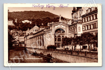 Pohlednice Karlovy Vary Sprudelkolonnade 1946 (P1669)