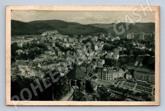Pohlednice Karlovy Vary Carlsbad celkový pohled 1937 (P1672)