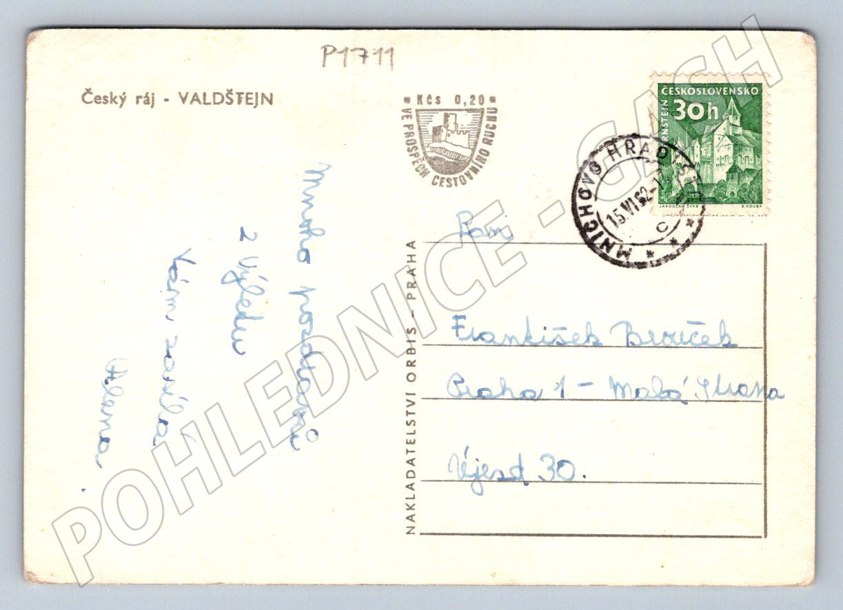 Pohlednice Český ráj Valdštejn 1962 raz (P1711)