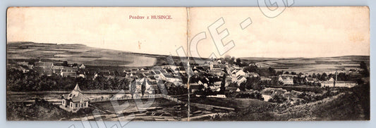 Pohlednice Husinec pozdrav panoramatická (P1714)