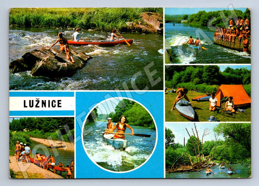 Pohlednice Lužnice vodáctví barevná koláž (P1722)