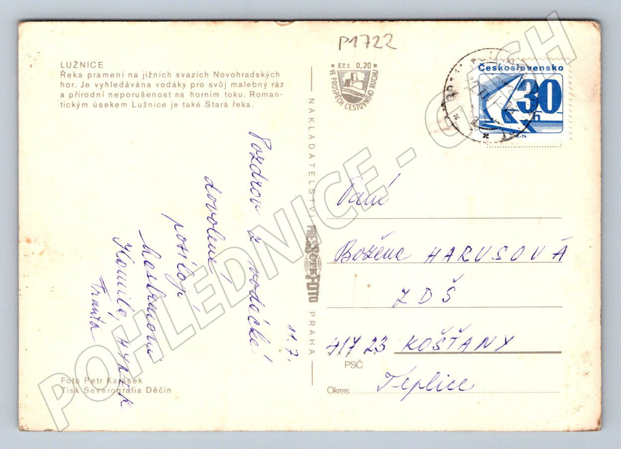 Pohlednice Lužnice vodáctví barevná koláž (P1722)