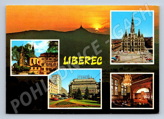 Pohlednice Liberec panoráma památky radnice Ještěd (P1723)