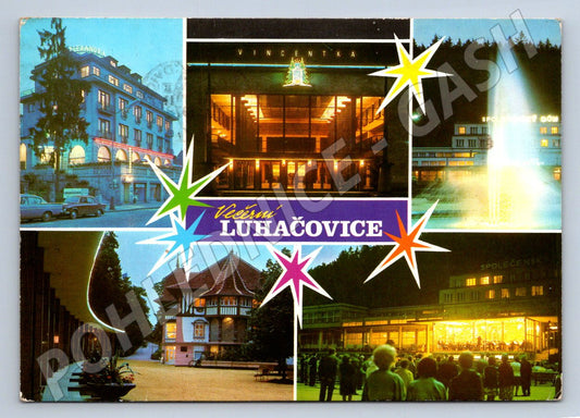 Pohlednice Luhačovice večerní raz (P1724)