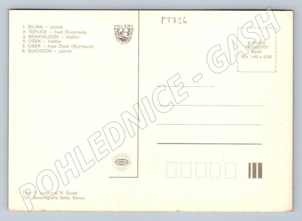 Pohlednice Teplicko památky hrady zámky kláštery více záběrů (P1726)
