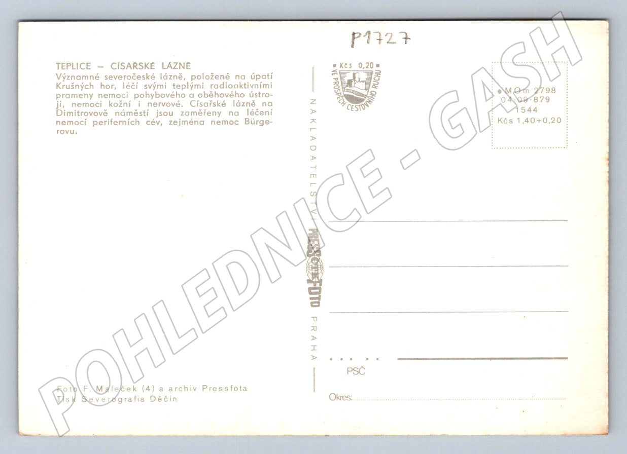 Pohlednice Teplice Císařské lázně více záběrů (P1727)