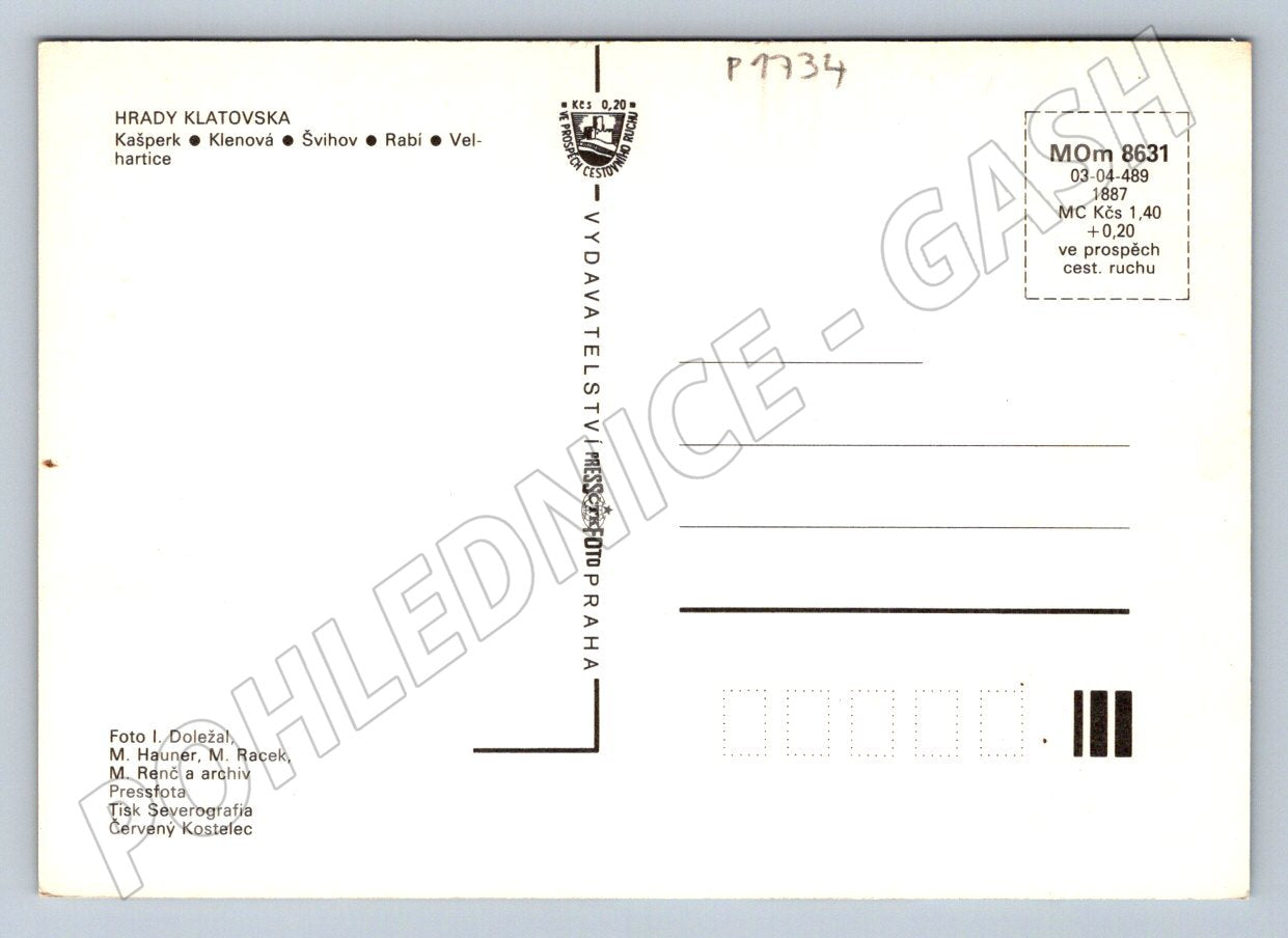 Pohlednice Klatov hrady Kašperk Klenová Švihov Rabí Velhartice (P1734)