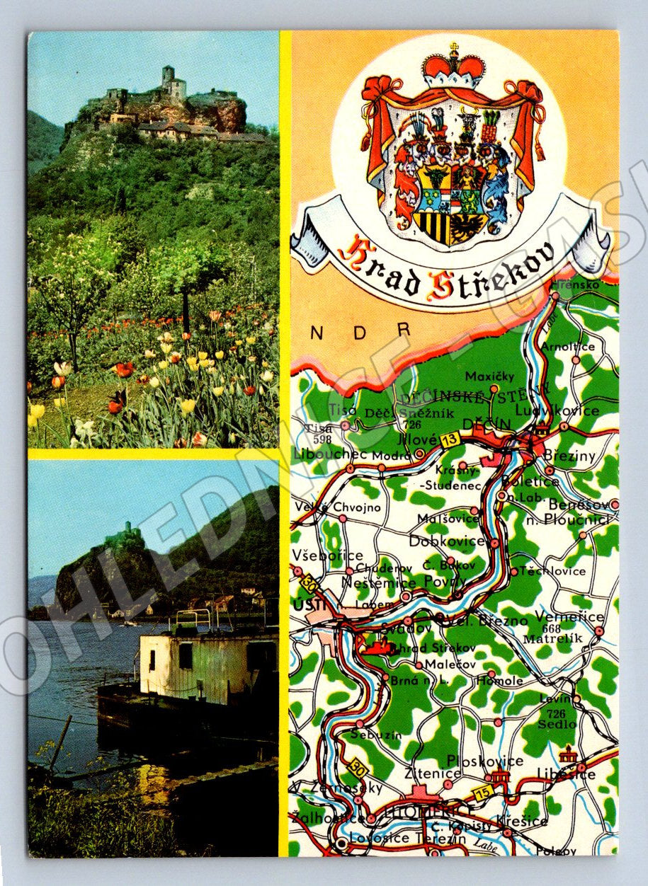 Pohlednice Hrad Střekov mapa a fotografie Orbis ČSR (P1739)